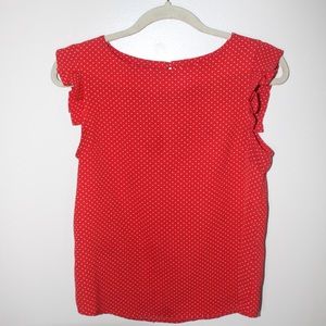 Red sleeveless polka dot blouse small